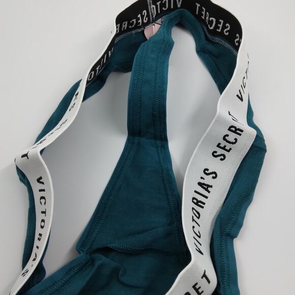 Victoria's Secret Thong / String Size S teal with white elastic waist NWOT - Picture 8 of 9